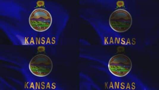 堪萨斯州挥舞旗帜。堪萨斯旗挥舞动画。高清在线视频素材下载