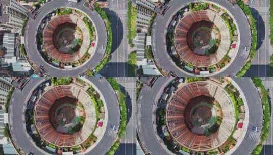 云南昆明市五华区傲城大厦圆型建筑航拍高清在线视频素材下载