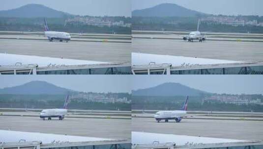 机场停机坪跑道上准备起飞的飞机高清在线视频素材下载