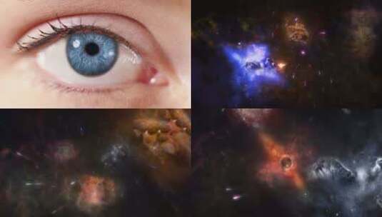 眼睛穿越浩瀚宇宙星空高清在线视频素材下载
