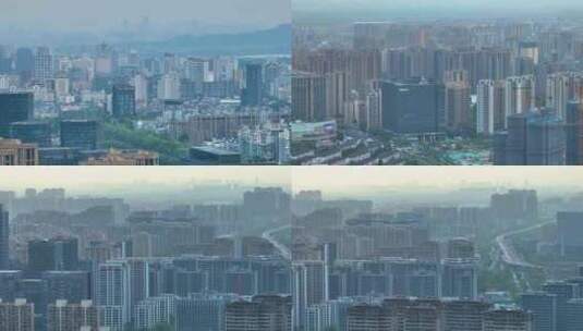 杭州市拱墅区市区高楼大厦航拍城市风景视频高清在线视频素材下载