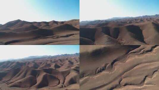 航拍甘肃西北黄土高原地貌丹霞地貌戈壁沙漠高清在线视频素材下载