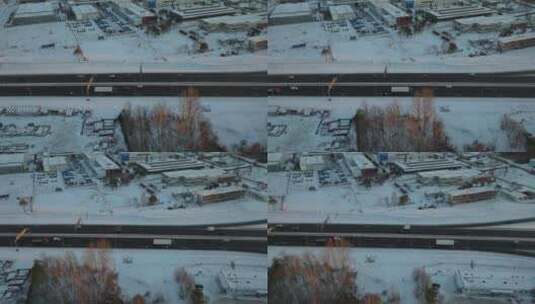 格丁尼亚白雪皑皑的德布劳瓦区一条主要道路高清在线视频素材下载