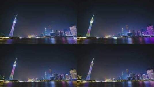 广州夜景延时珠江新城市中心高楼大厦高清在线视频素材下载