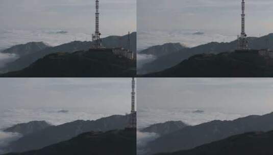 航拍大田顶大山森林云雾缭绕高山公路高清在线视频素材下载