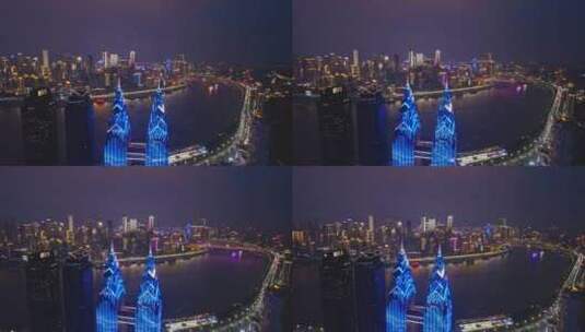 重庆夜景8k航拍渝中区全景高清在线视频素材下载