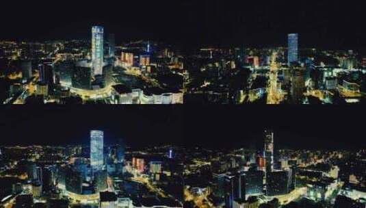 江苏徐州市中心夜景航拍高清在线视频素材下载