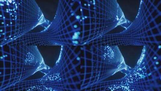 科技感粒子与几何体背景三维渲染高清在线视频素材下载