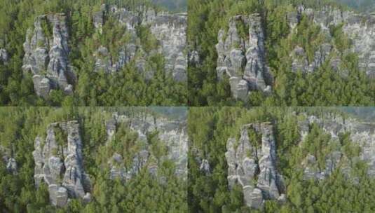 高耸的岩层矗立在萨克森瑞士穆的一片郁郁葱高清在线视频素材下载