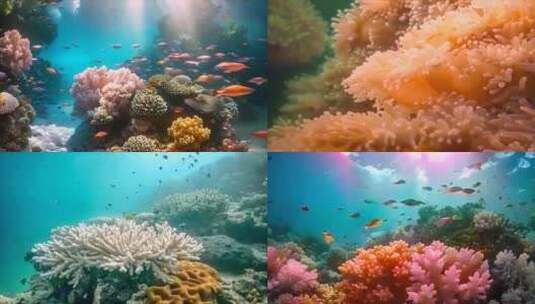 唯美海洋海底世界水下世界珊瑚丛鱼类生物a高清在线视频素材下载