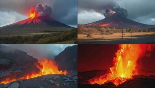 火山爆发喷发岩浆熔岩自然灾害高清在线视频素材下载