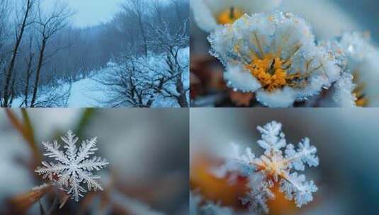 「有版权」唯美冰晶雪花合集4K高清在线视频素材下载