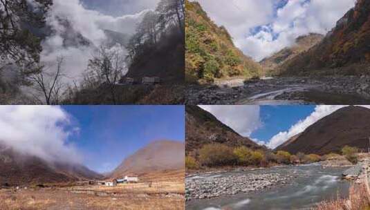 高山草甸蓝天云海秋色延时合集高清在线视频素材下载