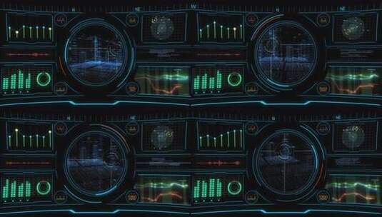 科幻风未来感的雷达监测系统界面高清在线视频素材下载
