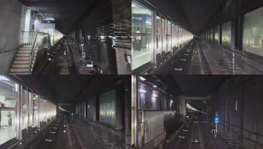武汉地铁5号线无人驾驶地铁穿梭在隧道内部高清在线视频素材下载