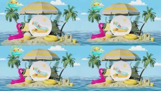 3D夏日沙滩展示高清AE视频素材下载