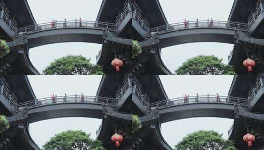 拱形木桥上的古装美女高清在线视频素材下载