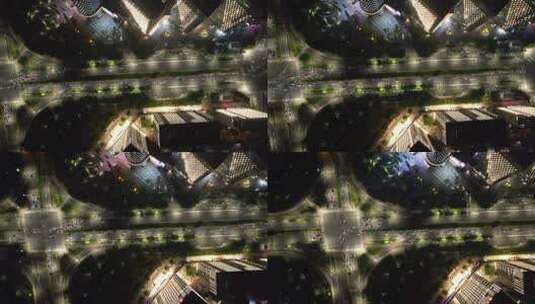 河南 郑州 城市 夜景 交通 航拍高清在线视频素材下载