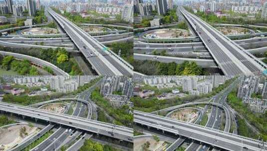【4K60帧】上海龙阳路城市高架桥航拍高清在线视频素材下载