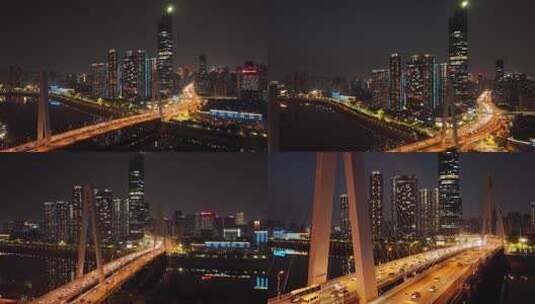 湖北武汉汉江月湖桥快速路夜景（综合高清在线视频素材下载