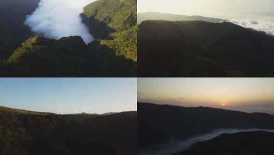 山顶日出森林云雾云海唯美航拍高清在线视频素材下载