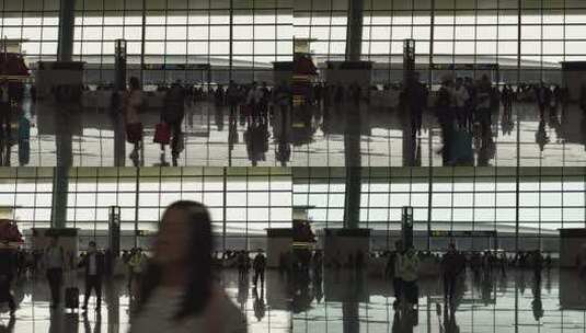 机场车站人流脚步特写步伐匆忙人来人往剪影高清在线视频素材下载