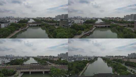 航拍江苏苏州外城河城市风光高清在线视频素材下载