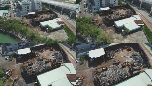 香港铁废料设施的俯视图。白天高清在线视频素材下载