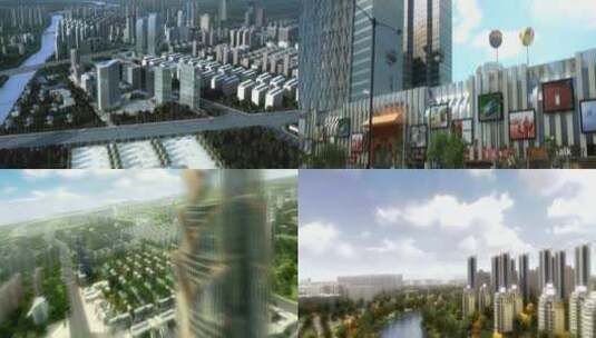 140三维城市中心建筑漫游规划片动画高清在线视频素材下载