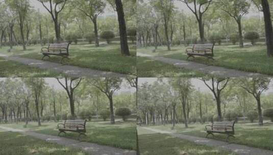 公园里红色的长椅子高清在线视频素材下载