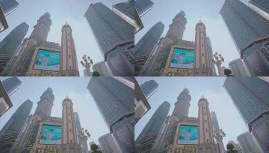 重庆解放碑商业街地标建筑高清在线视频素材下载