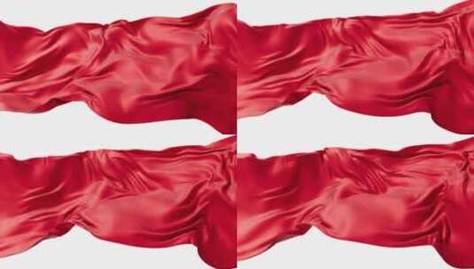带透明通道的飘舞流动红色红旗布料3D渲染高清在线视频素材下载