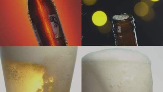 夏日清凉冰镇啤酒倒酒干杯高清在线视频素材下载