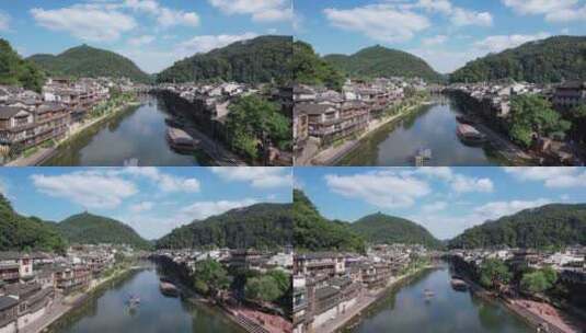 中国最美小镇湖南凤凰古城航拍高清在线视频素材下载
