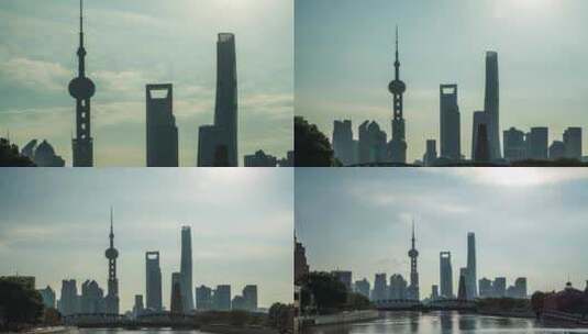 上海陆家嘴cbd大范围变焦延时高清在线视频素材下载