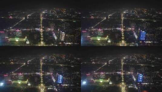 山东德州城市夜景灯光航拍高清在线视频素材下载