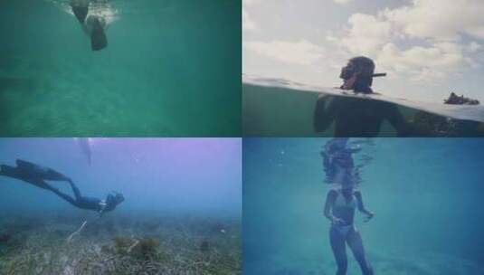 【合集】带着潜水面罩潜入海里高清在线视频素材下载