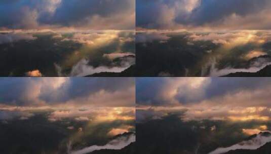 落日余晖下高原上空的低云高清在线视频素材下载