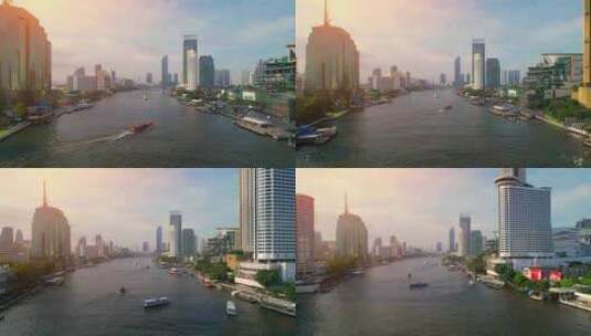 4KUHD：曼谷泰国空中城市视图无人机镜头在城市上空。高清在线视频素材下载