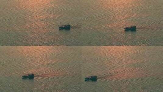 黄昏海面渔船高清在线视频素材下载