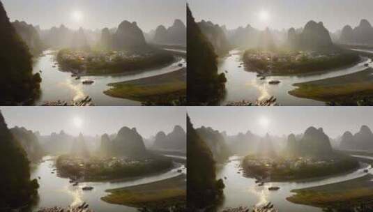 桂林自然山水日落高清在线视频素材下载