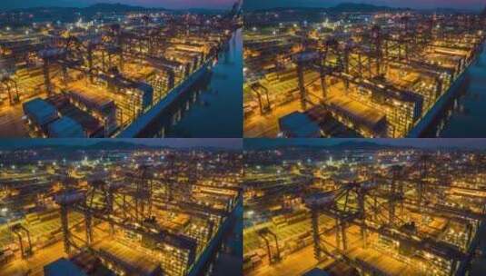 4K港口深圳港大连港货运贸易码头延时港口高清在线视频素材下载