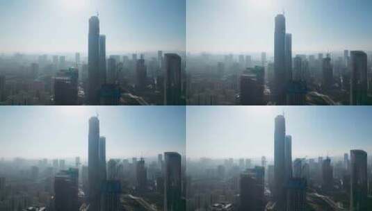 山东济南中央商务区城市高楼航拍高清在线视频素材下载