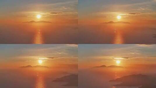 惠州双月湾傍晚夕阳航拍高清在线视频素材下载