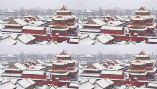 下雪中的北京雍和宫高清在线视频素材下载