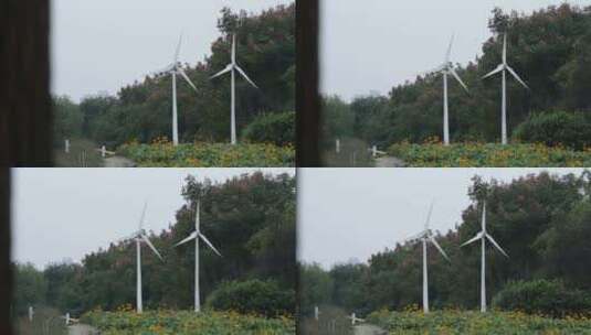 滨河公园风车高清在线视频素材下载