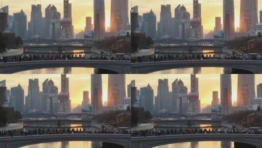 上海日出 陆家嘴 苏河湾 桥 城市发展高清在线视频素材下载