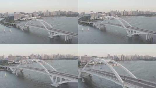 厦门市湖里区五缘大桥五缘湾海景风光航俯拍高清在线视频素材下载
