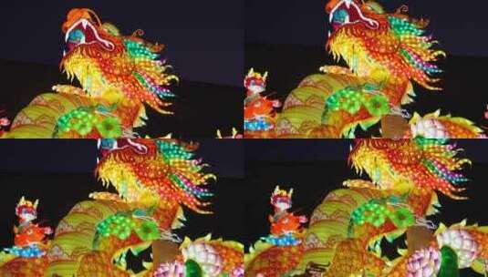 龙年中国秦淮灯会，南京老门东的龙年龙灯笼高清在线视频素材下载