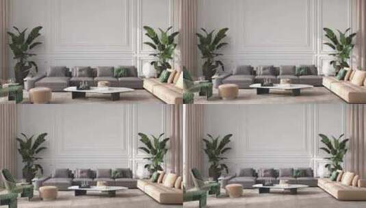 现代化的室内客厅三维动画高清在线视频素材下载